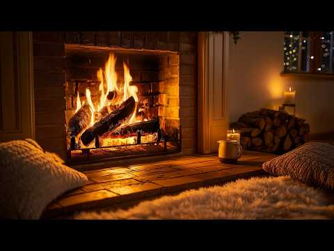 March Retreat Night by the Fireplace 4K | Warm Crackling Woods for Chill Mood and Stress Relief