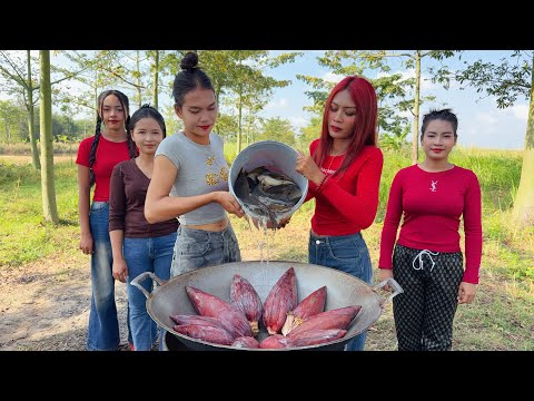 Amazing cooking fish with banana flower recipe in my countryside