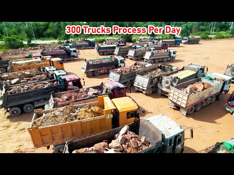 Very Impressive 300 Dump Trucks Process Per Day Use Huge Stones With Terrible Land for Fill