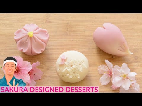 3 kinds of Sakura, cherry blossom Nerikiri, Japanese decorative sweets