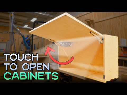 Building TOUCH-TO-OPEN Kitchen Cabinets with NO HANDLES!