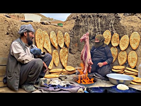 Village Life in Afghanistan | Baking Traditional Bread & Cooking Lamb Over  in Rainy Weathe