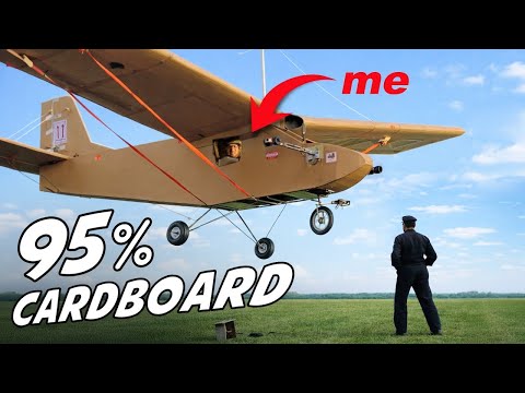 Flying Inside A CARDBOARD airplane (Manned flight!)