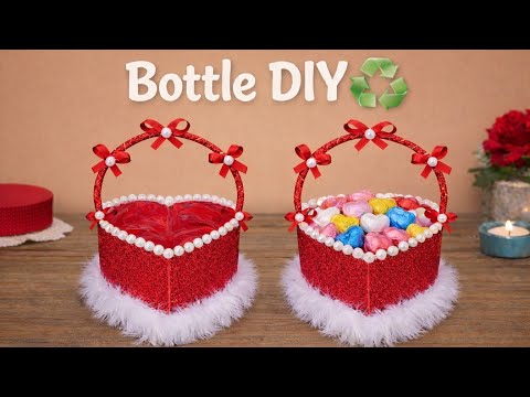 😍Sevgililer Günü Hediyesi/❤️Plastik Şişeden Kalpli Sepet Yapımı