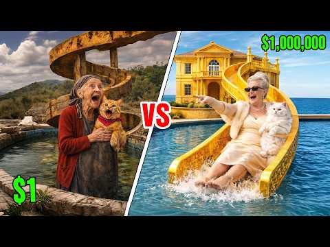 Backyard Water Slide Pool: Rusty vs Snow’s Sneaky Sabotage 🏊 | Granny Cats