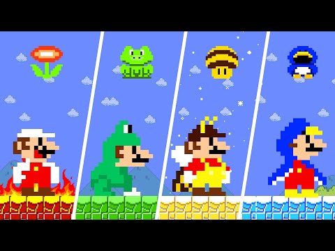 Super Mario Bros. But Mario Used All Power FIRE, ICE and ROCK and GOLD | ADN Game