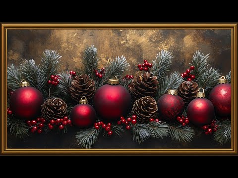 Red & Gold Christmas Elegance | Luxury Holiday Still-Life Painting | 4K Winter Frame TV Art
