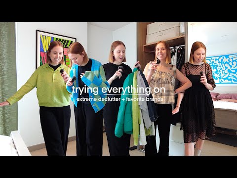 declutter, organize & clean out my wardrobe with me | trying on every item of clothing i own