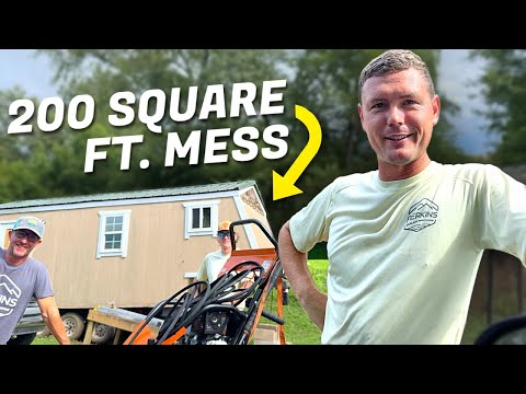 We bought a RUN DOWN tiny home and rebuilt it! P1