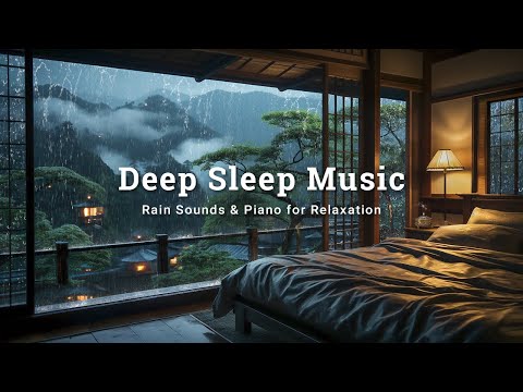 Relaxing Piano Music &amp; Rain Sounds | Warm Bedroom On A Rainy Night for Insomnia Relief + Deep Sleep