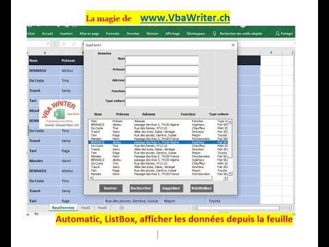 VBA ListBox/ afficher données importées depuis Feuille de calcul/  sans codage_06. www.VbaWriter.ch