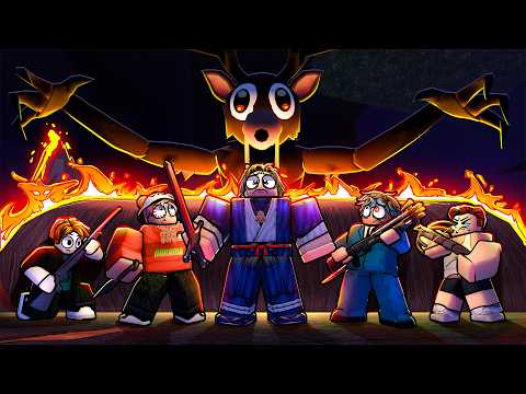 Can 5 YouTubers Survive The VOLCANIC BIOME in 99 Nights in The Forest? (Roblox)