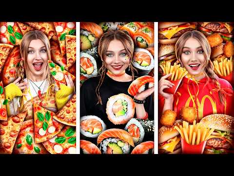 Девушка Пицца vs Суши vs McDonald’s! Кто Победит в Кулинарном Челлендже