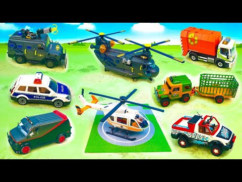 Toy Ambulance, Garbage truck, Police car, Chinook helicopter, Rescue vehicle  | Toys Review for Kids