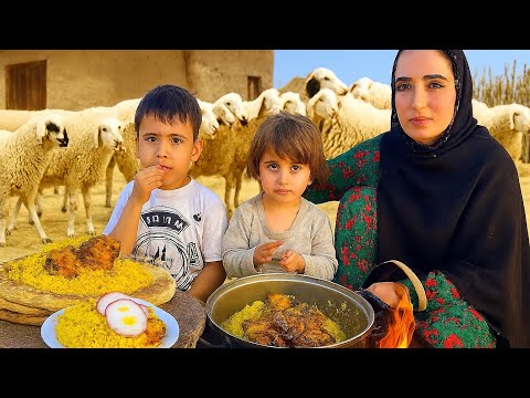 Nomadic daily life until sunset / the aroma of food to cooking local chicken in the village