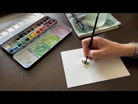 10-Minute Watercolor Painting of a Bee