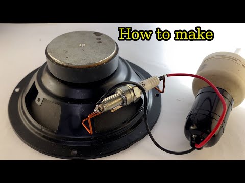 5 How to create 220volt free electricity energy self running with speaker tools use spark plug