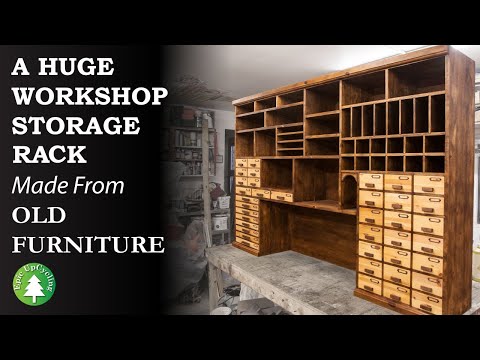 A Huge Workshop Storage Rack made from Old Pine Bedroom Furniture