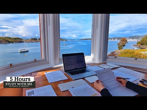 5 HOUR STUDY WITH ME on A RAINY DAY | 10-min Break, No music, Study with Merve