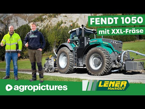 Lener Hackgut im Straßenbau | Asphalt fräsen mit Fendt 1050 Vario FAE MTH/HP | Wegepflegegerät TH3.8