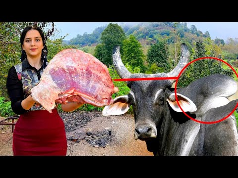 Cooking steak with beef hump and Panjish bread