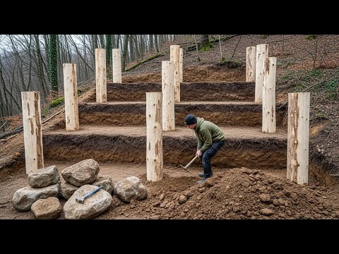 Man Takes 30 Days to Build Self-Sustainable Wooden House in the Forest | From Start to Finish