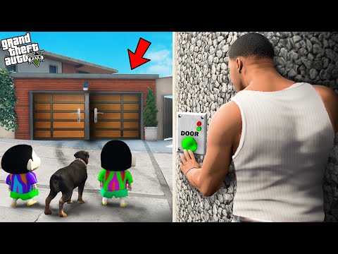 Franklin Opened A Secret Garage Door Near His House With Shinchan In GTA 5!