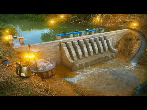 Turning a Small Stream Into 220V Electricity – My DIY Hydropower Dam Test Run!