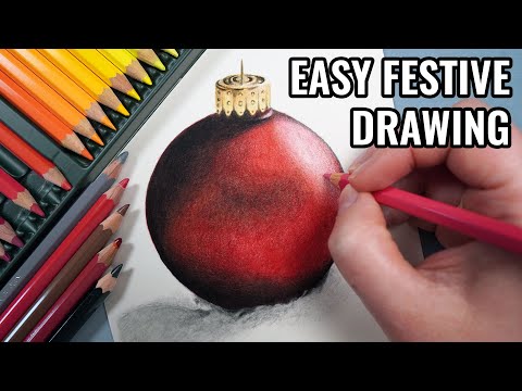 How to Draw a Christmas Bauble | Watercolor Pencil Tutorial