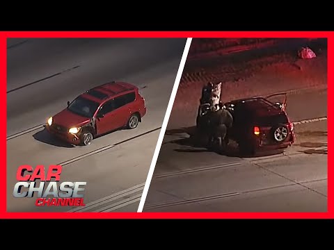 FULL CHASE: Woman drives on shredded tires during lengthy pursuit in Los Angeles