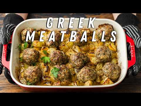Greek Meatballs and Potatoes - Our New Favorite One-Pan Dinner