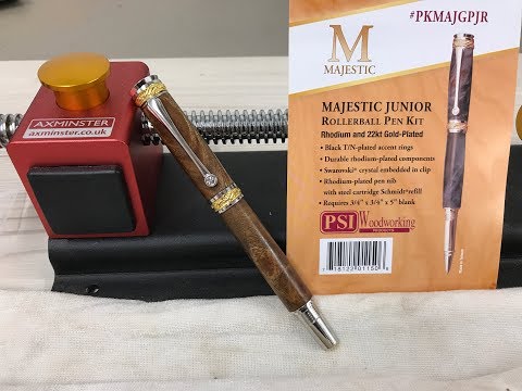 Turning a Jr Majestic Rollerball in Elm Burl/Axminster Deluxe Pen Press Review