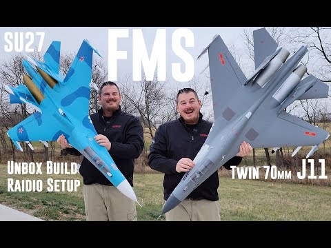 FMS - J-11 & SU-27 - Twin 70 - Unbox, Build, & Radio Setup