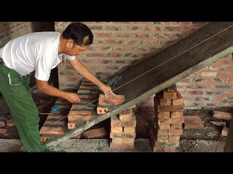 Techniques Construction Stairs Using Brick - Art Laying Bricks On Sloping