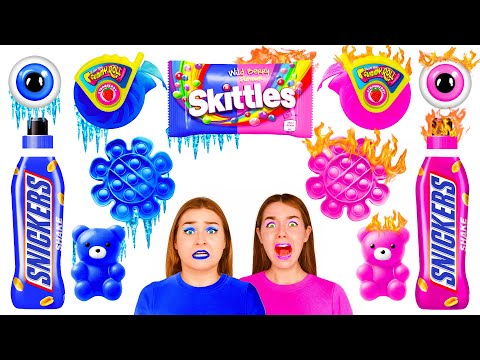 Hot vs Cold & Pink vs Blue Food Challenge | Epic Food Battle by RaPaPa Challenge