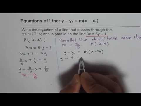 Point Slope Form for Parallel Lines Equation