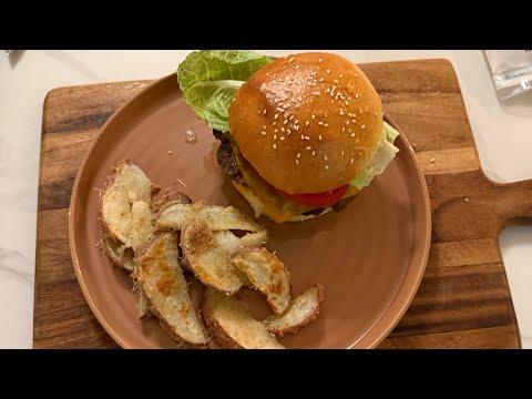 Cheeseburgers on homemade Sessame Buns and Potato Wedges