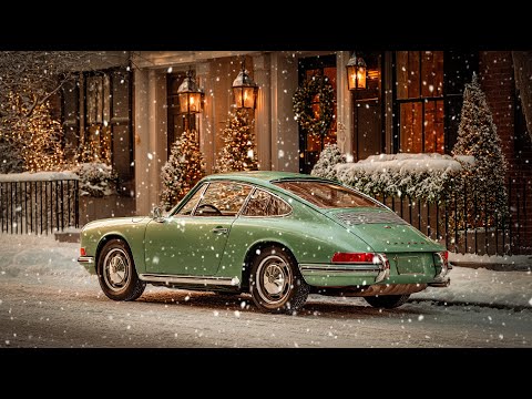 When Evenings Were Slower ☕ Vintage Green Car, Jazz Melodies 2026 & Falling Snow