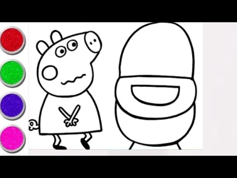 Peppa pig drawing painting and colouring for kids and Toddler||