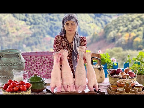 Cooking A Delicious Dish of Cow Hooves with Fresh Bread in Village