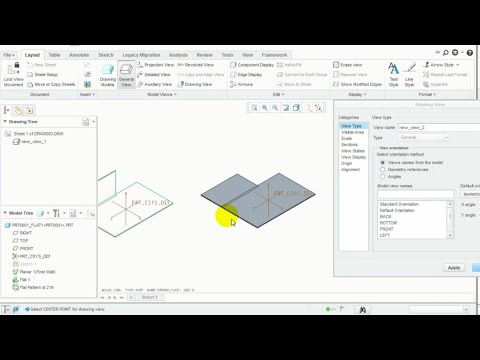 Creo Sheetmetal Flat view in Drawing