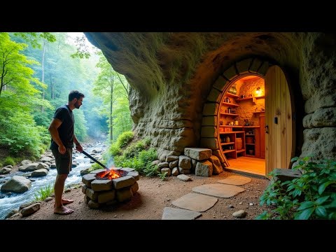 I Built a Hidden Shelter in the Jungle Inside a Giant Rock