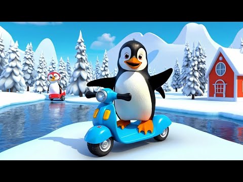 Забавная снежная горка Дизеля Дэна с пингв