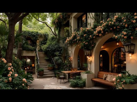Relaxing Morning Spring Jazz For Stress Relief | Secret Garden Café With Nature Therapy for Calm