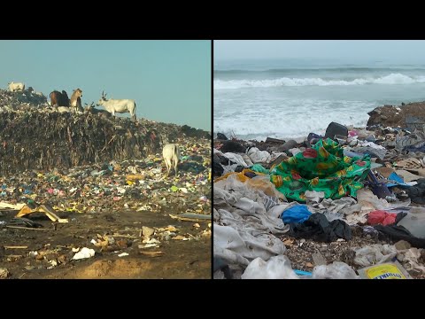 Mountains of Old Donated Clothes Choke Beautiful Beach