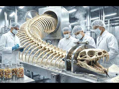Inside the factory: The incredible transformation of python skeletons into longevity capsules.