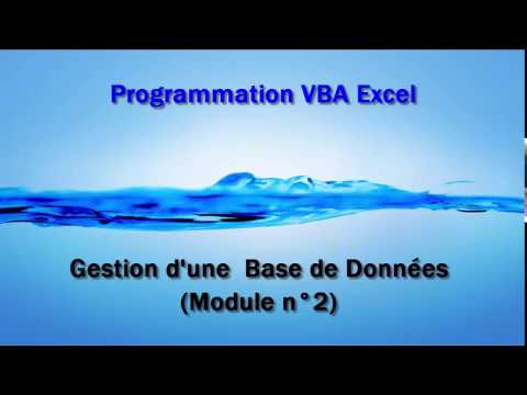 Excel VBA - Gestion d'une BDD (Module n° 2)