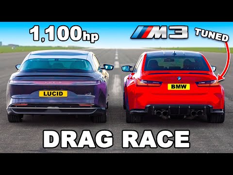 1,100hp Lucid Air v Tuned BMW M3: DRAG RACE