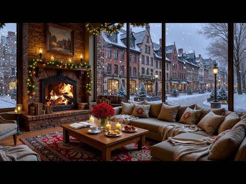 Christmas Calm Winter Café Jazz ❄️ Soft Piano Background & Warm Fireplace Sounds for Study & Focus