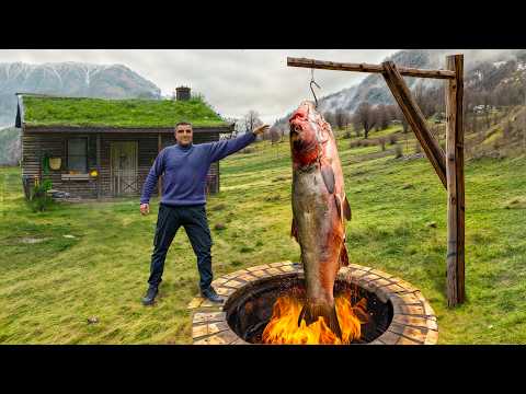 Azerbaijani Family Cooks a Giant Fish That Barely Fits Underground!